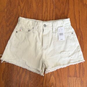 NWT AG Adriano Goldschmied Cream Distressed Jean Shorts Size 24